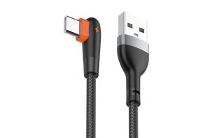 Кабель Type-C USB (1м) 2,4А LS561 медь 86 жил, угловой, черный LD_C3802 LDNIO 