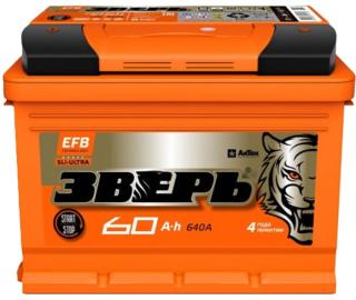Аккумулятор ЗВЕРЬ EFB 60 п.п. 640А