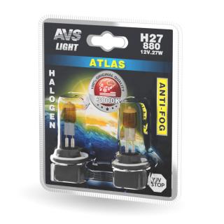 Галогенная лампа AVS/ATLAS ANTI-FOG/желтый H27/880 12V.27W 2шт.