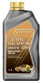 Масло моторное S-OIL 7 GOLD#9 PAO SN 0w-40 1л.синтетика