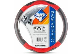 Оплетка на руль  М черный/красный перфорир.экокожа 47351 Nova Bright (25)