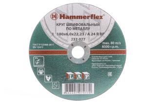 Круг шлифовальный 180x6.0x22,23мм A 24 R BF HAMMER 232-027 по металлу 