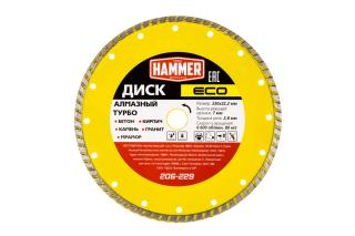 Диск алм.230х22 мм Турбо Hammer ECO 206-229  