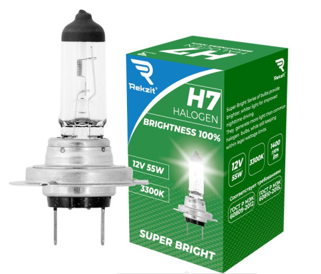Лампа галогенная Rekzit Brightness 100% H7 12V55W PX26d