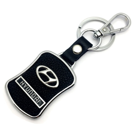 Брелок HYUNDAI черный металл кожа BMK 015 MASHINOKOM