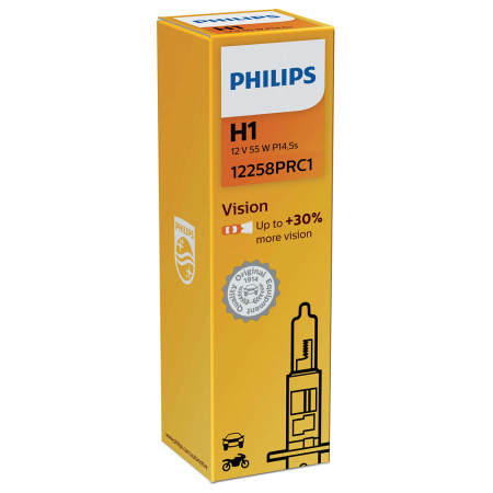 Лампа PHILIPS  H1 12V55W+30% P14.5s 12258PR