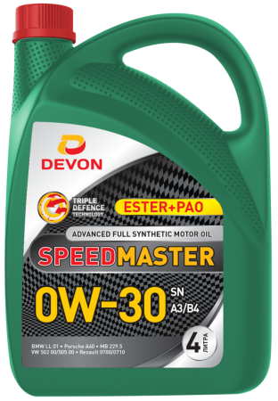 Девон Speed Master SAE 0W30 SN A3/B4 4л (4)