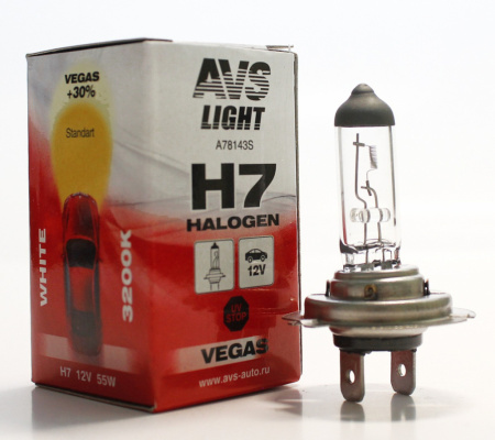 Галогенная лампа AVS Vegas H7.12V.55W. 1шт (10)