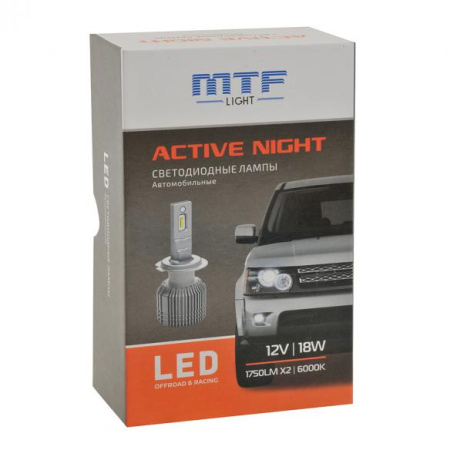 Лампа светодиодная 12V MTF HB4 серия ACTIVE NIGHT 18W, 1750lm, 6000K, к-т.