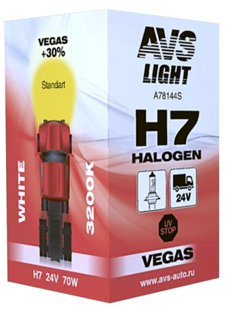 Галогенная лампа AVS Vegas H7.24V.70W. 1шт (10)