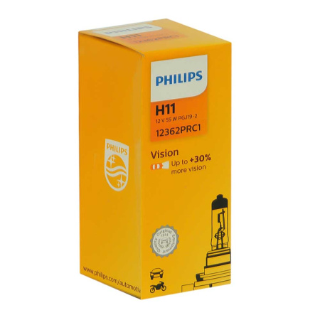 Лампа PHILIPS  H11 12V55W+30% PGJ19-2 12362PRC1